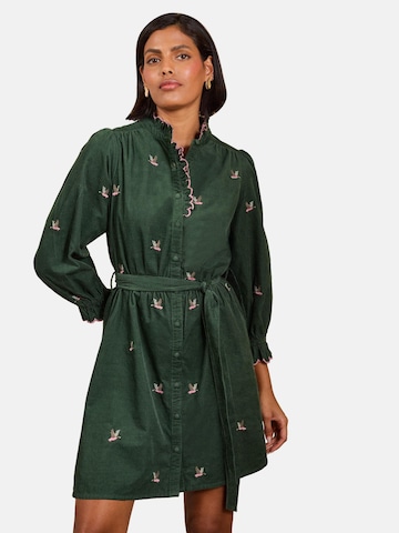 love & roses - Vestido camisero en verde: frente
