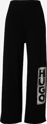 Wide leg Pantaloni 'Nasuede' de la HUGO pe negru: față