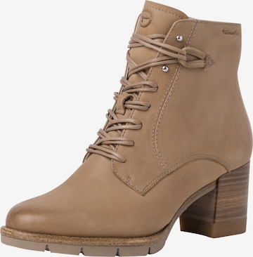 TAMARIS Lace-Up Ankle Boots in Beige: front