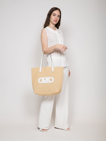 Michael Kors Strandtasche 'Eliza Extra-Large Empire Logo Straw Tote Bag'‌‌‌‌‌‌‌ in Beige: Vorderseite