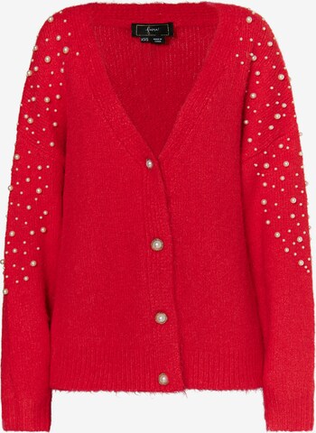 faina Knit Cardigan in Red: front