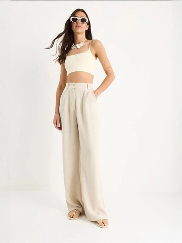 Bianco Lucci Wide Leg Hose in Beige
