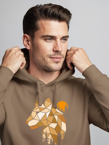 Neverless Sweatshirt 'Luchs Polygon' in Brown