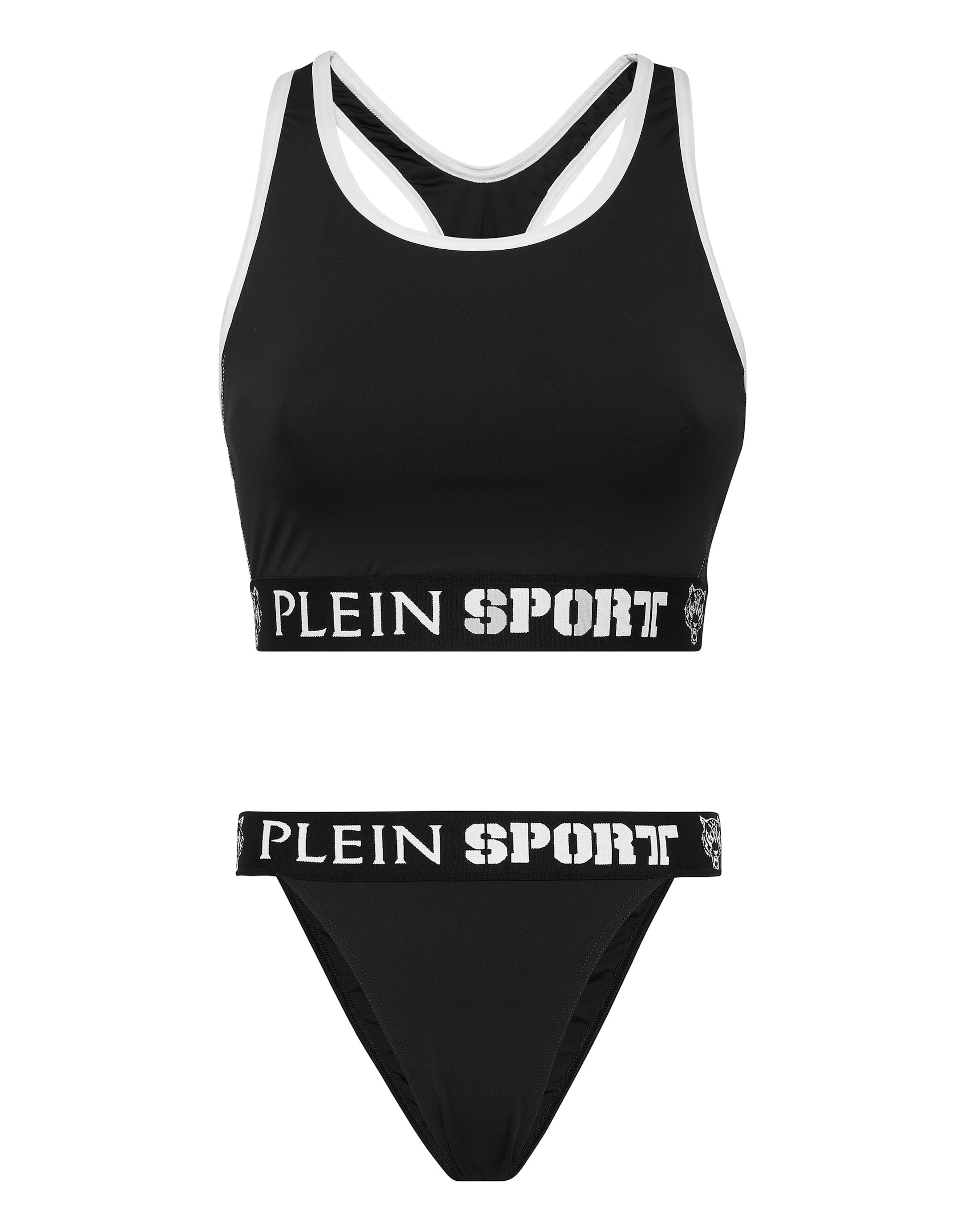Plein Sport - Clásico Bikini 'Tiger' en negro: frente