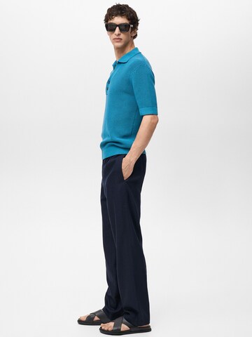 MANGO MAN Loosefit Bandplooibroek 'David' in Blauw