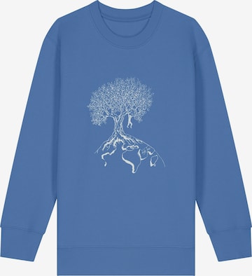 Life-Tree Sweatshirt 'Organic Fairwear Sweater Kids Unisex Hanging On' in Blue: front