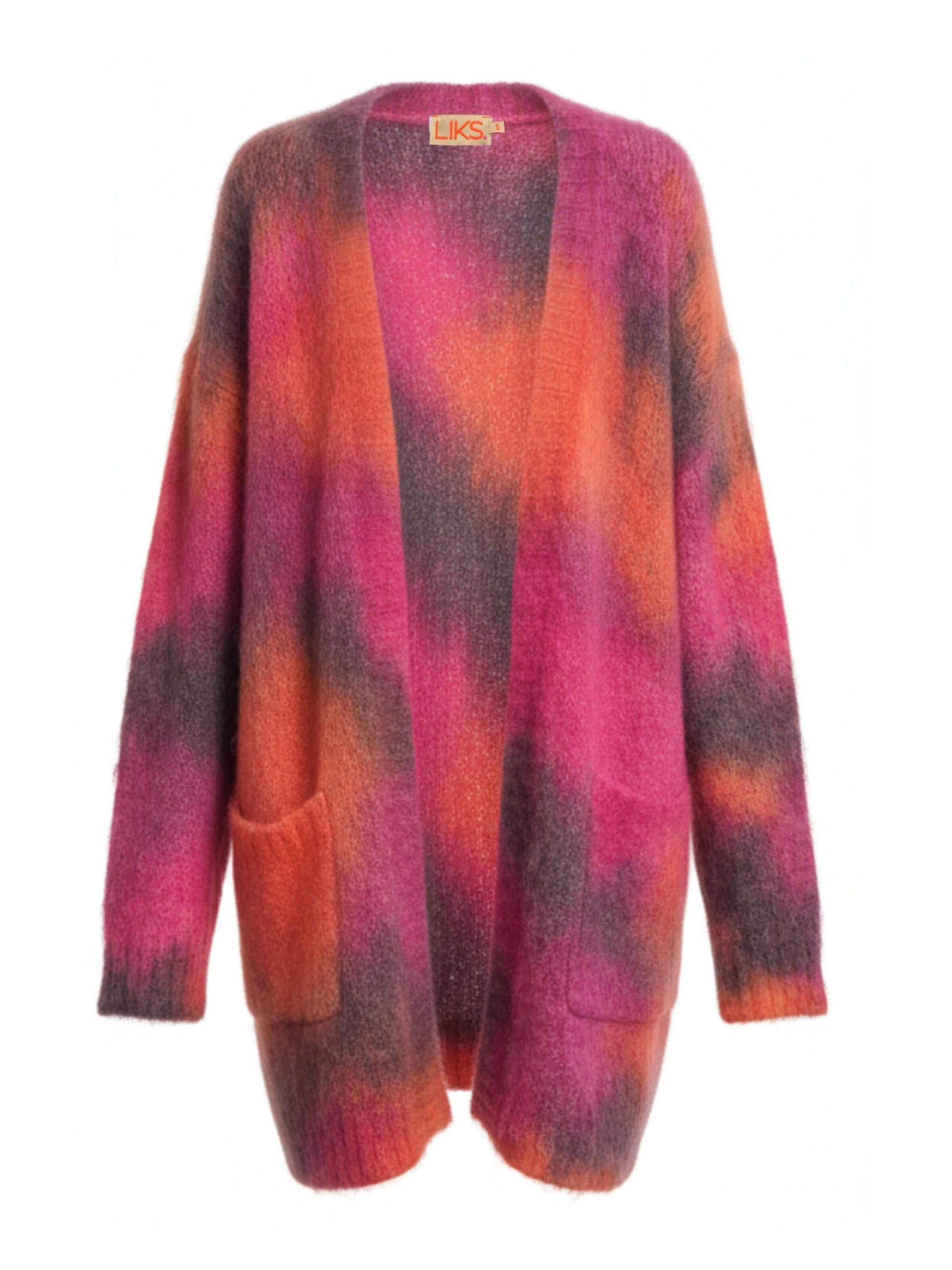 Giacchetta extra large 'Strickjacke offen mit Farbverlaug lang gesprüht - AmaliaC' di LIKS. Munich in colori misti: frontale