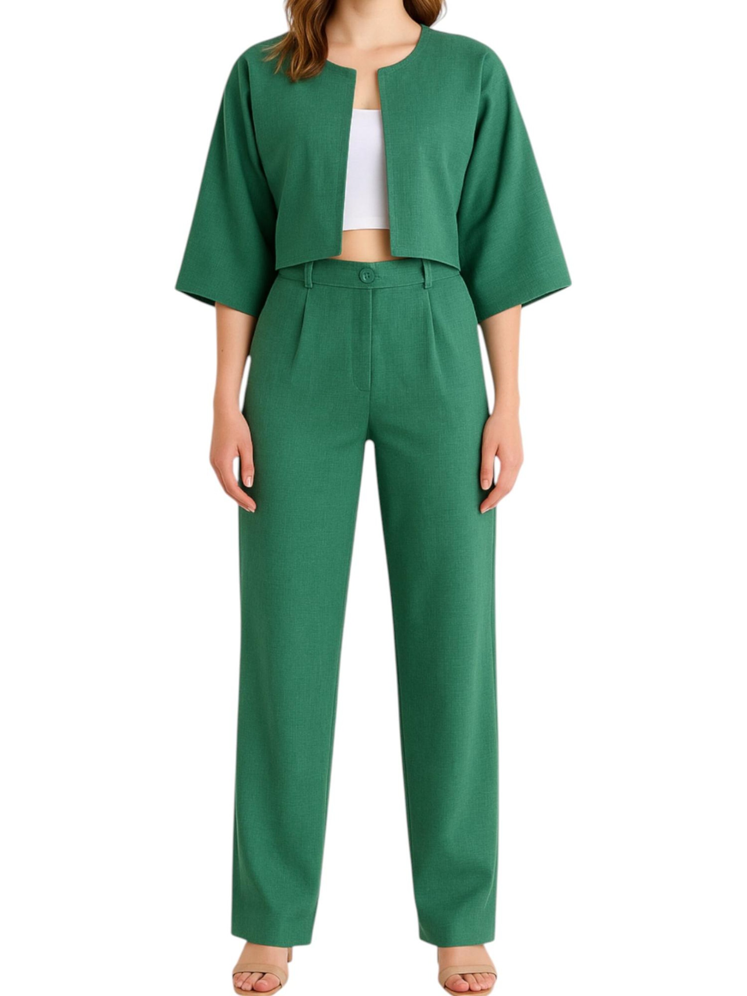 fashionshowcase Wide leg Broek 'LIRIN' in Groen