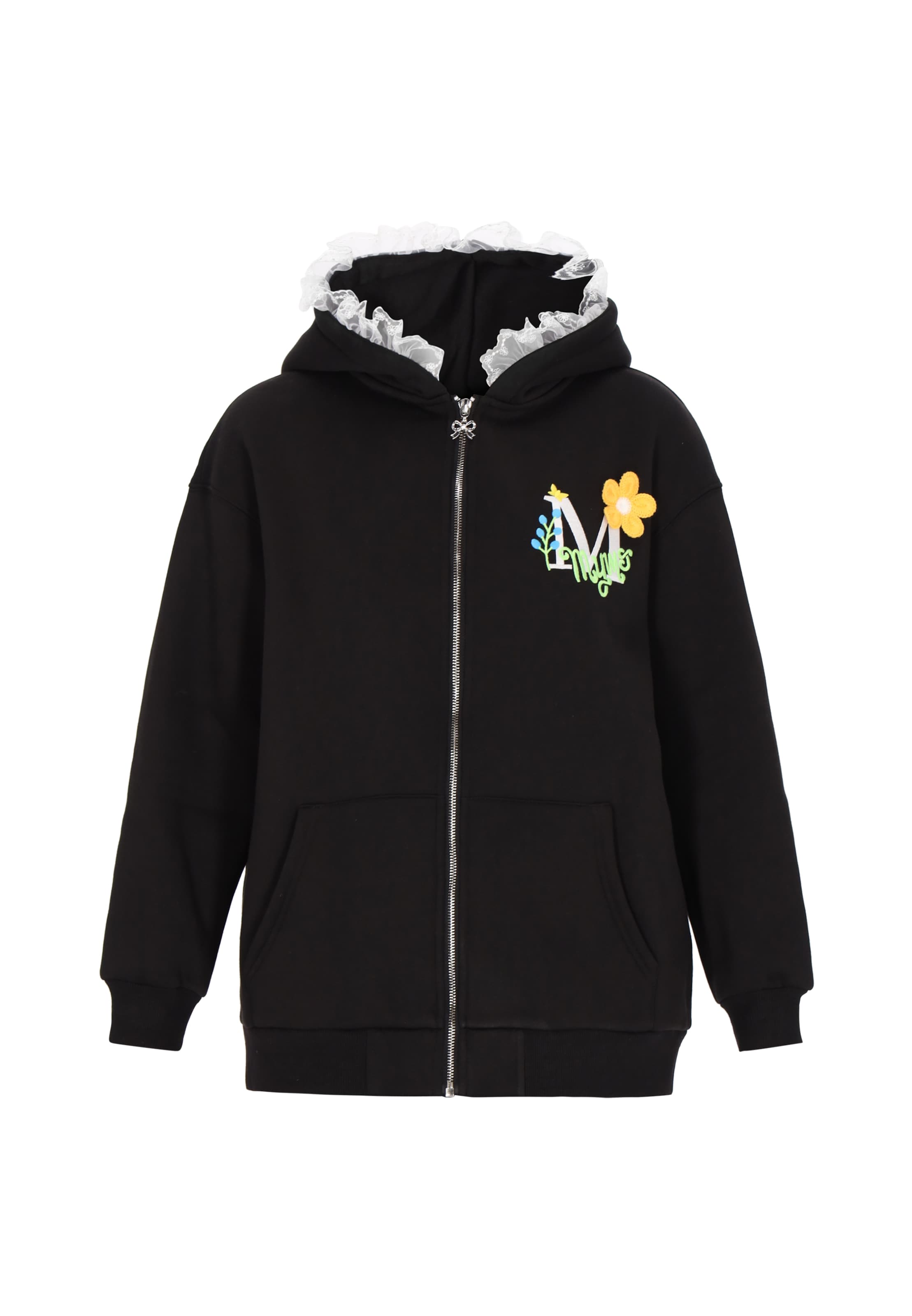 MYMO - Sudadera con cremallera en negro: frente