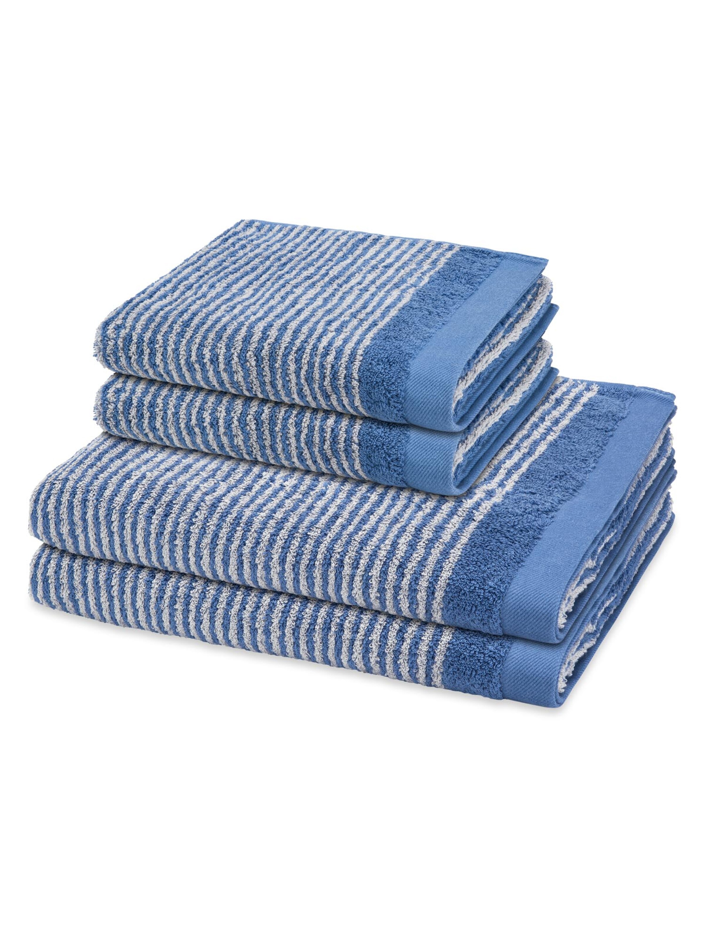ROSS Handdoek 'Stripes' in Blauw: voorkant