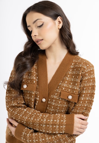 faina Knit Cardigan in Brown