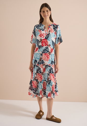 CECIL Midikleid mit Split Neck und Print in Weiß