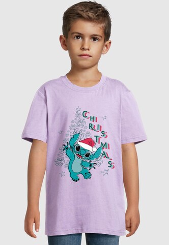 ABSOLUTE CULT T-Shirt 'Lilo And Stitch - Xmas Tree Santa' in Lila: Vorderseite