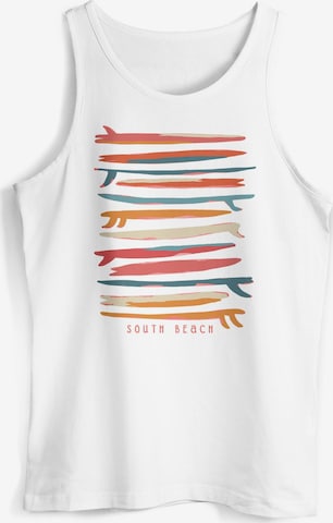 Neverless Shirt 'Surf Boards South' in Weiß: Vorderseite
