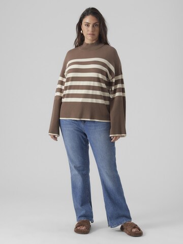 Vero Moda Curve Sweater 'HAPPINESS' in Beige