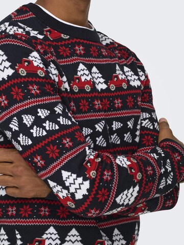 Only & Sons Trui 'ONSXmas' in Blauw