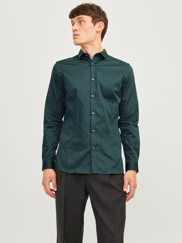 JACK & JONES Super slim fit Overhemd 'JJPRParma' in Groen: voorkant