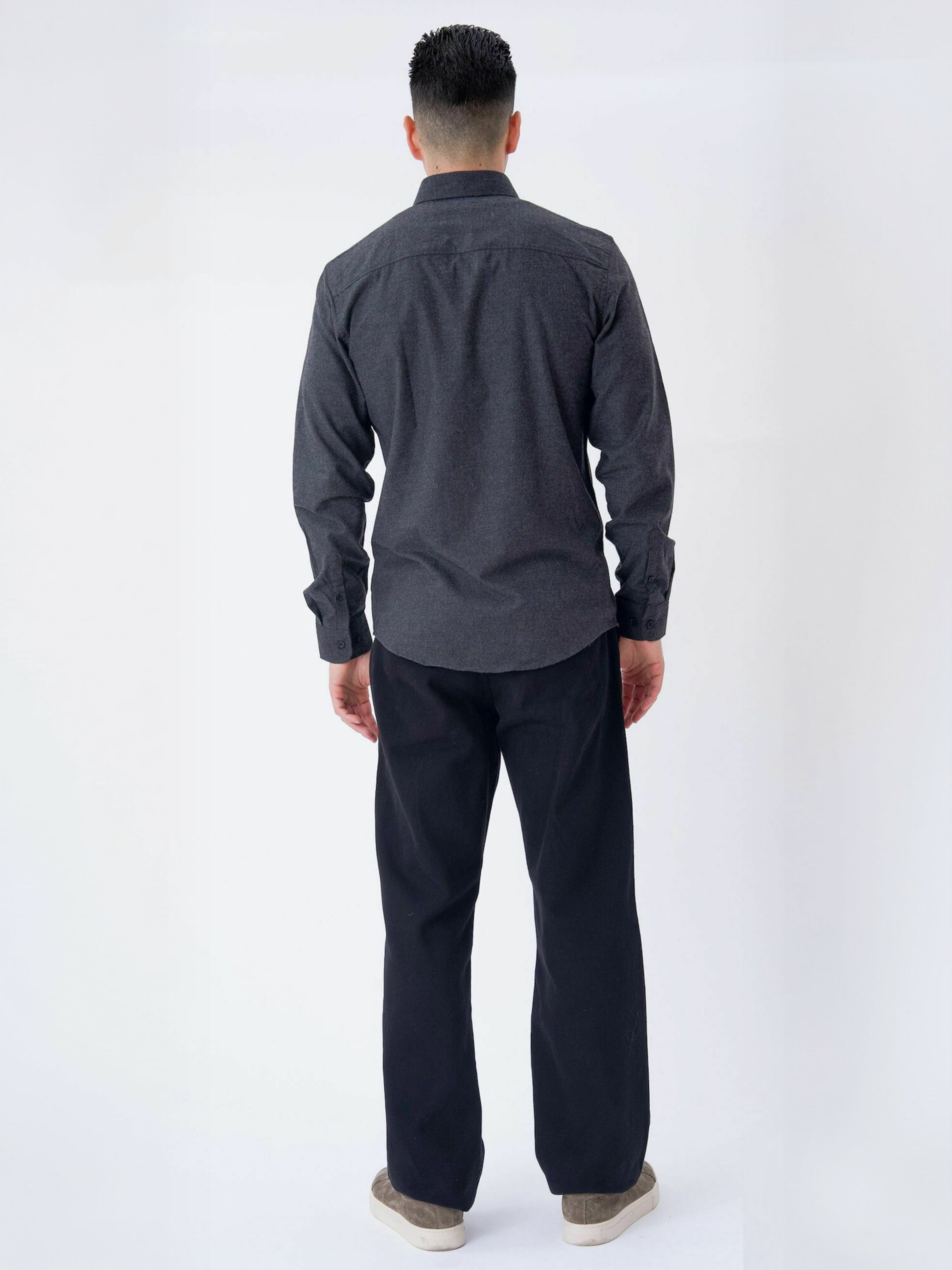 TEESHOPPEN - Ajuste regular Camisa ' Flannel ' en gris: atrás