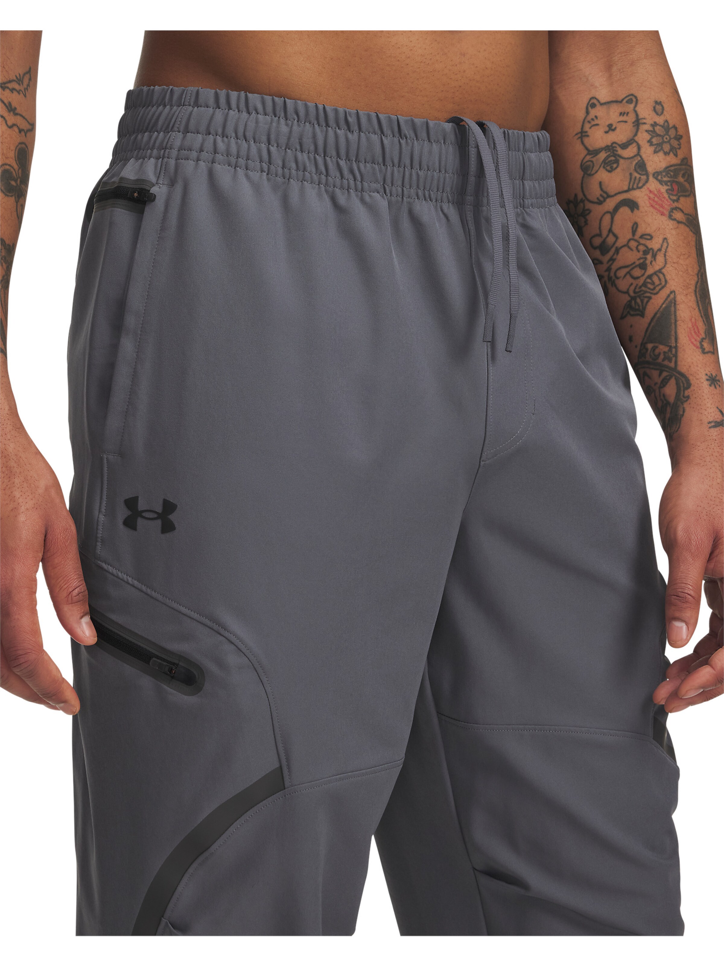 UNDER ARMOUR Tapered Sportbroek 'Unstoppable' in Grijs
