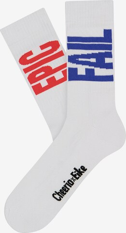 CHEERIO* Socks 'CHEERIO x EIKE EPIC FAIL' in White: front