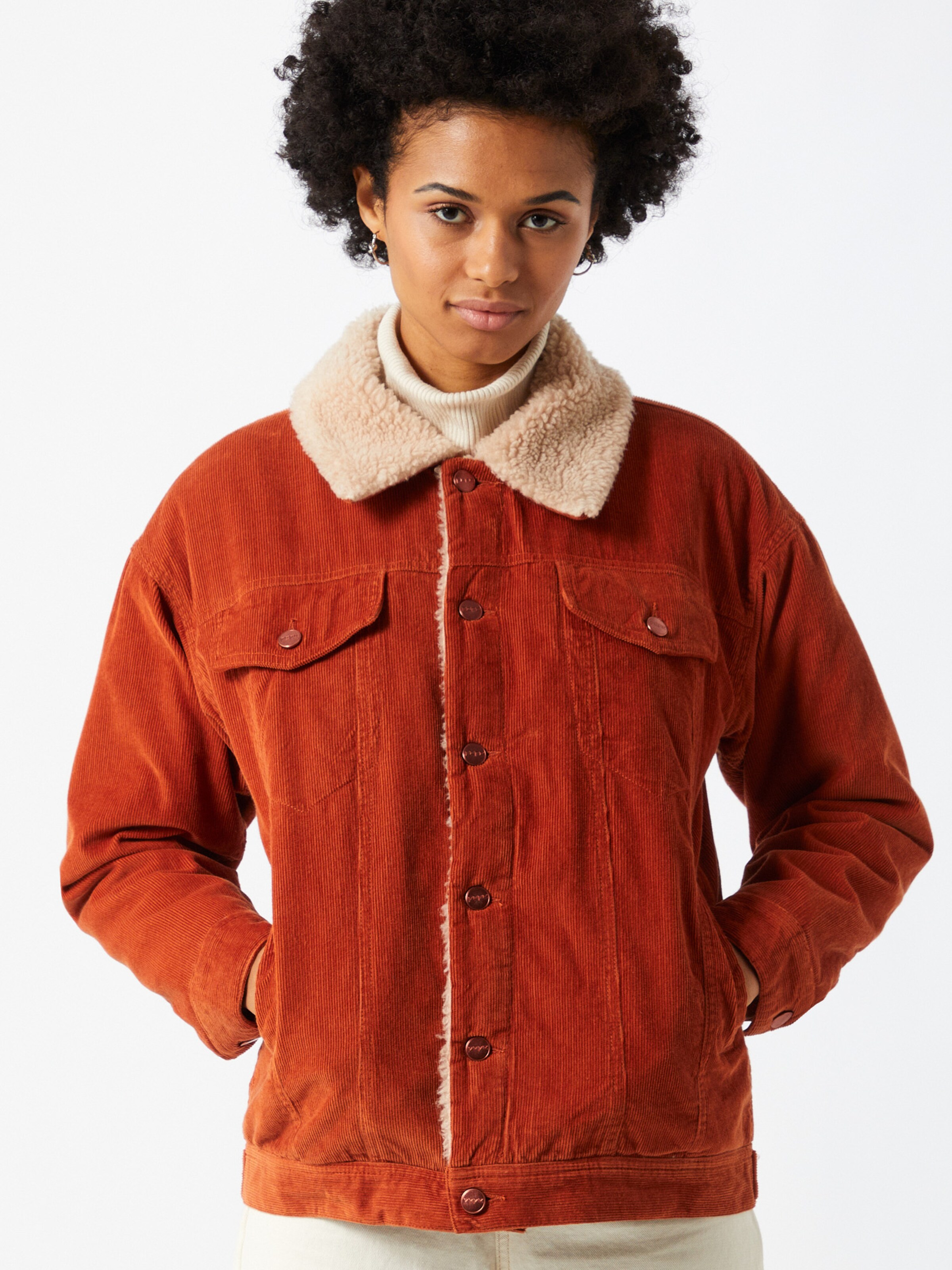 Pepe Jeans Prechodná bunda 'Shelby' vo farbe béžová / ohnivo červená |  ABOUT YOU