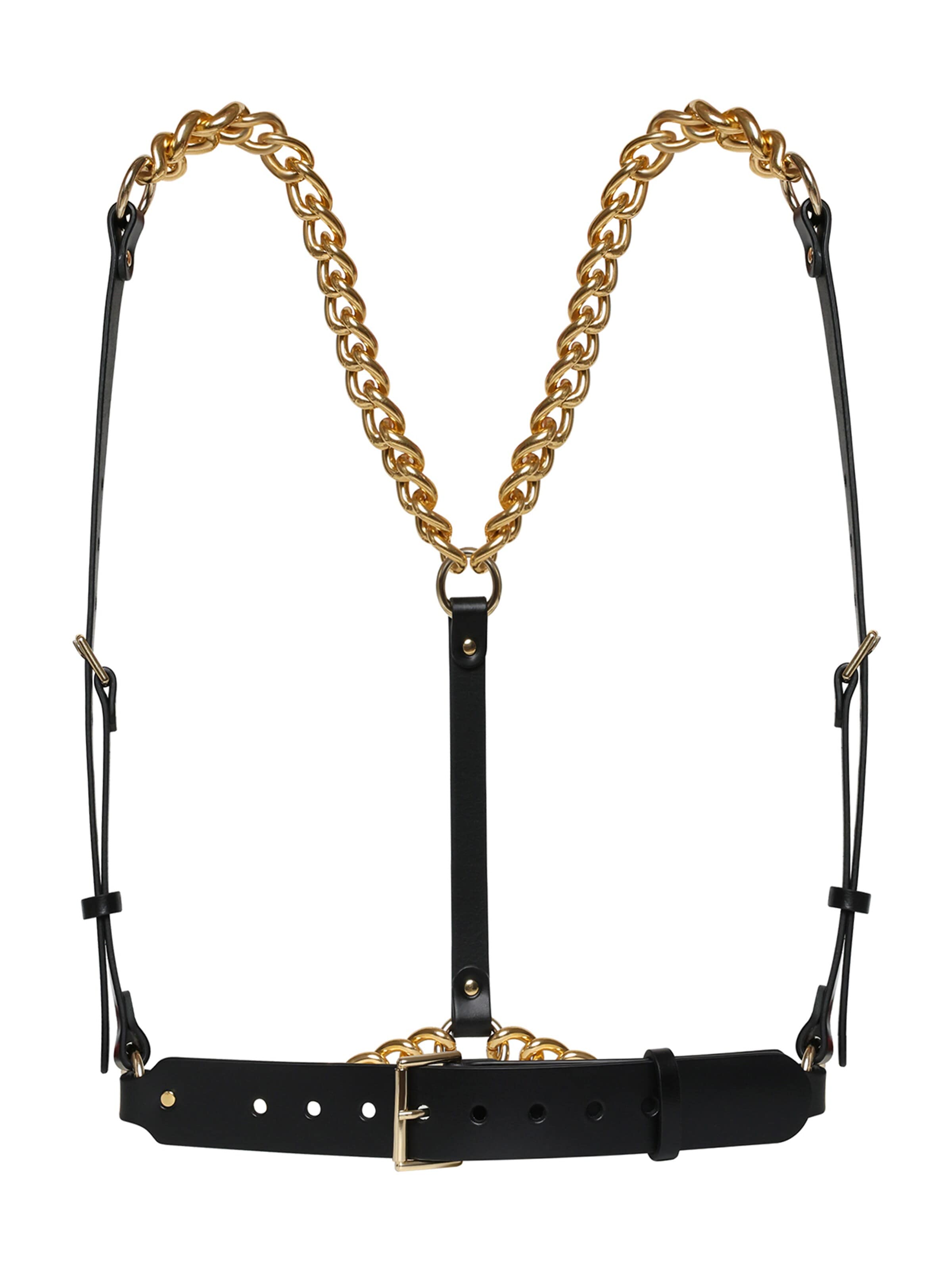 Haute Cuir Riem 'Vea Chained Harness' in Zwart: voorkant