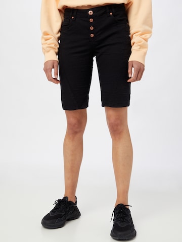 PULZ Jeans Regular Shorts 'ROSITA' in Schwarz: predná strana