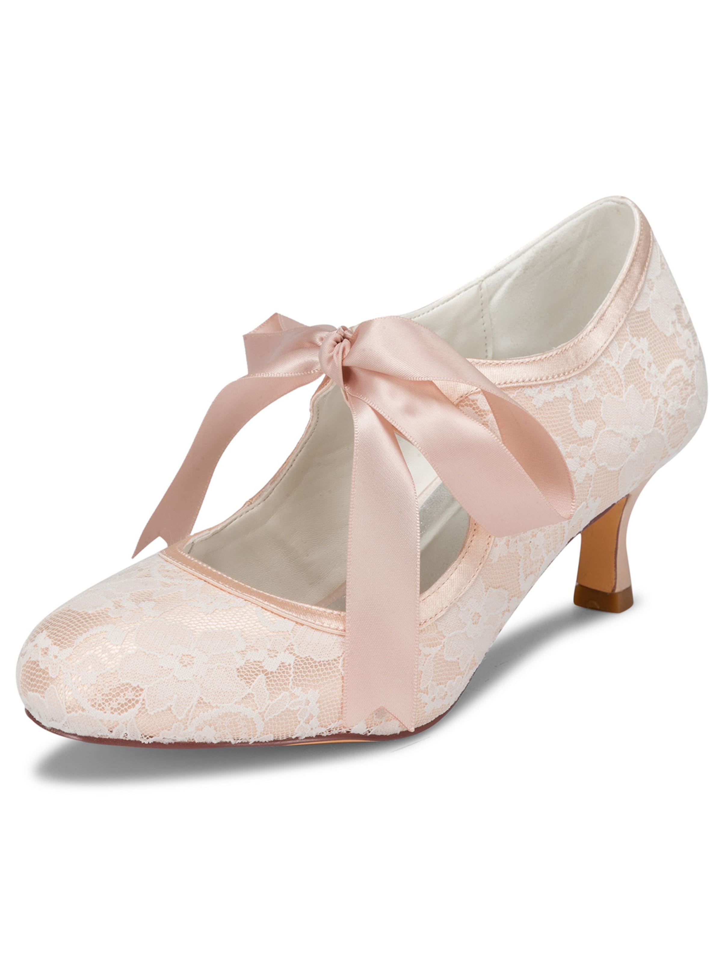 jiajia Pumps '14031-1 Elegante Spitzen-Pumps in  mit Schleife, Vintage Stil'‌ in Beige: Vorderseite