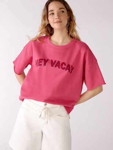 OUI Sweatshirt 'Hey Vacay!' in Roze: voorkant