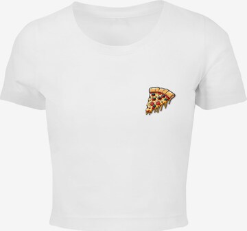 Merchcode T-Shirt 'Pizza Comic' in Weiß: predná strana