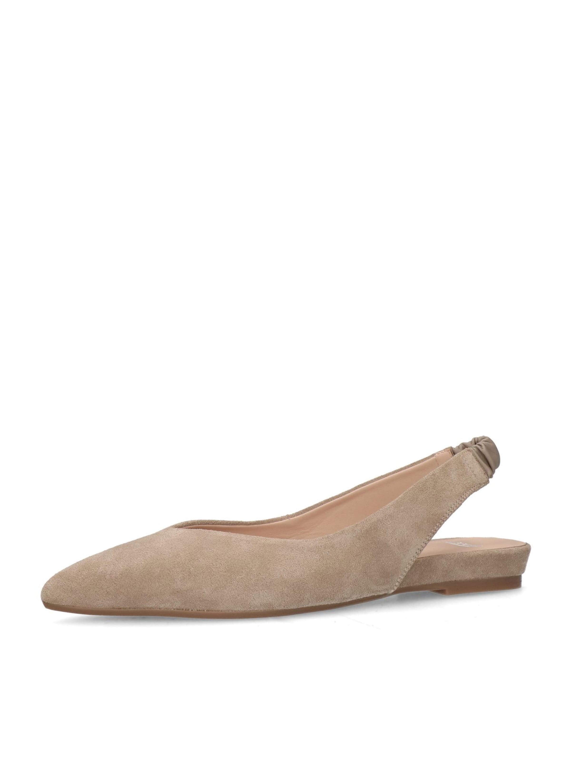 MANFIELD Ballet Flats with Strap in Beige: front