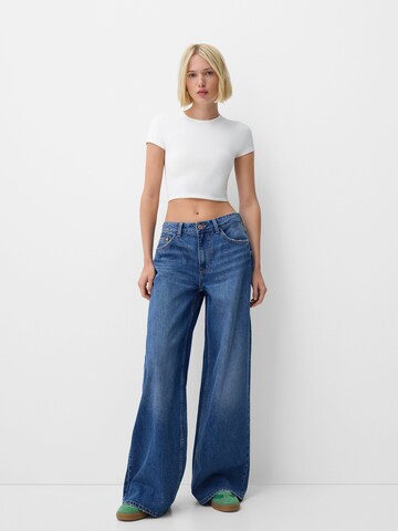 Wide Leg Jean Bershka en bleu