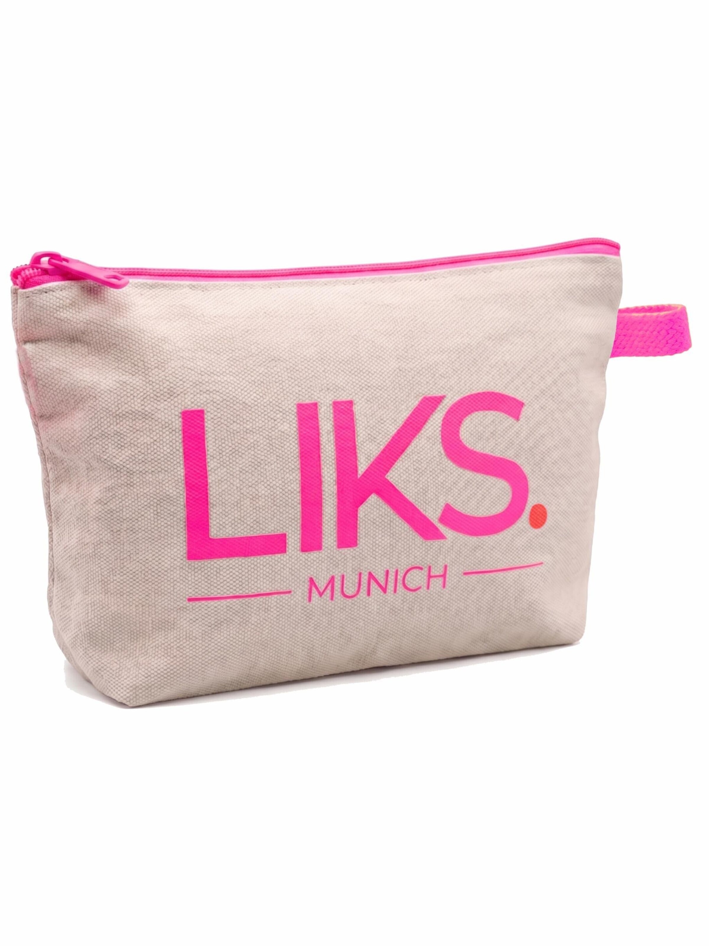 LIKS. Munich Kosmetiktasche 'Canvas Kosmetiktasche mit Reißverschluss  Neon Pink & Neon Orange'‌‌‌ in Pink: Vorderseite