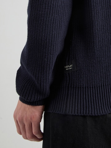 REPLAY Pullover 'Mesh' in Blau