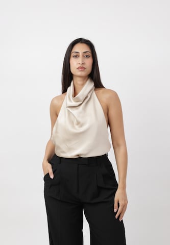 Elara Top in Beige: front