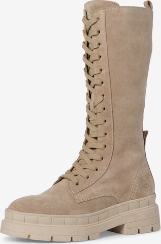 TAMARIS Lace-Up Boots in Beige: front