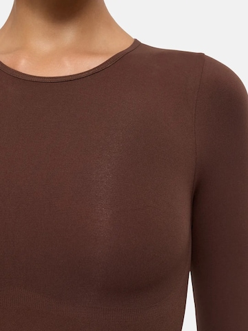 cfab - Body moldeador 'Clean Longsleeve Crewneck Sculpting Bodysuit with Slip' en marrón