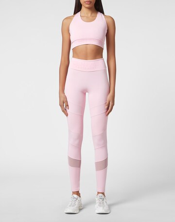 Plein Sport Skinny Leggings 'Statement' in Roze: voorkant
