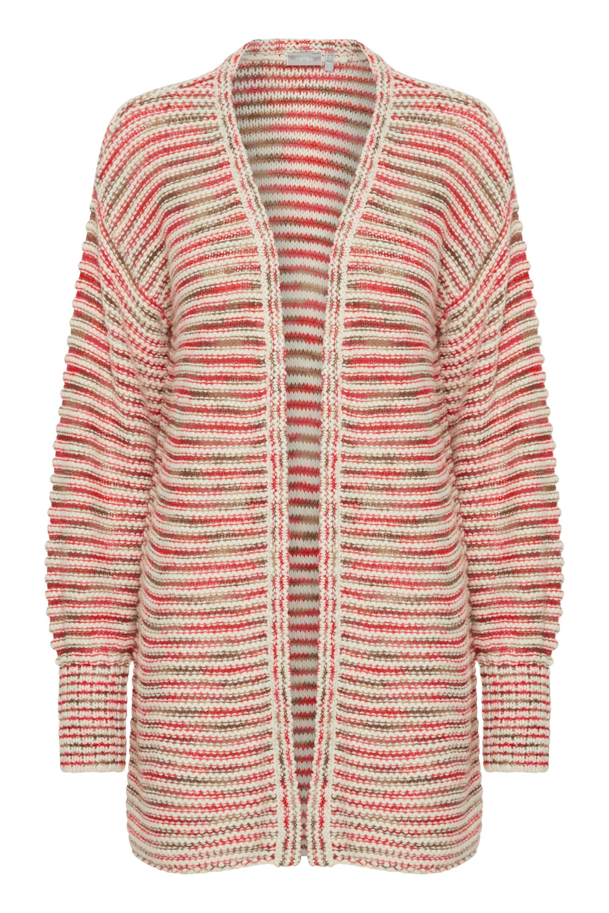 Fransa Gebreid vest 'Lea' in de kleur Beige / Groen / Rood, Productweergave