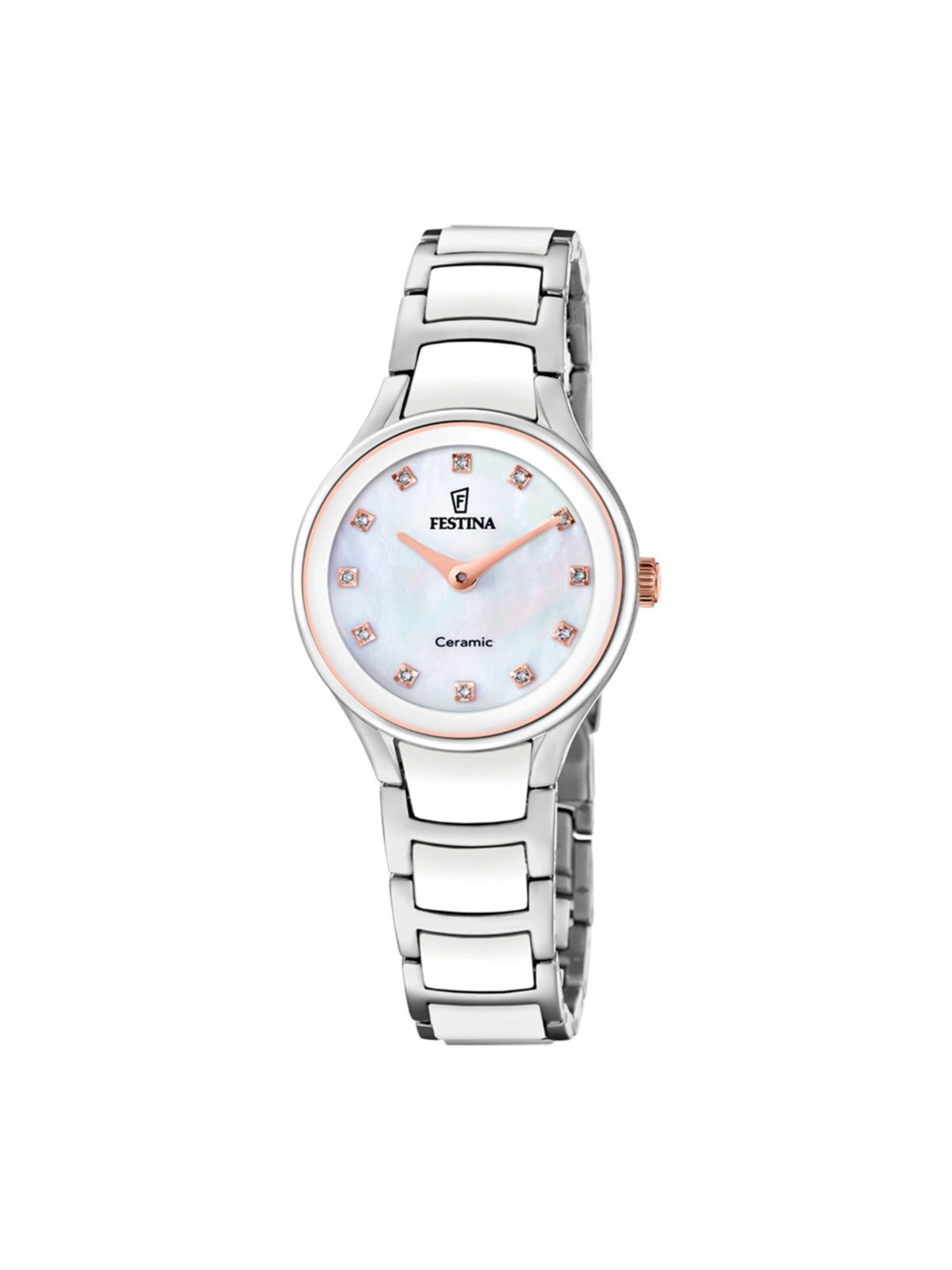 FESTINA Analog Watch 'Watch Ceramic' in Silver: front