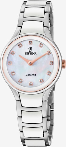 FESTINA Analogové hodinky 'Watch Ceramic' – stříbrná: přední strana