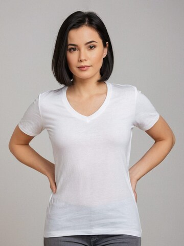 Maglietta 'Leafletic Women’s Short Sleeve V-Neck T-Shirt' di LEAFLETIC in bianco
