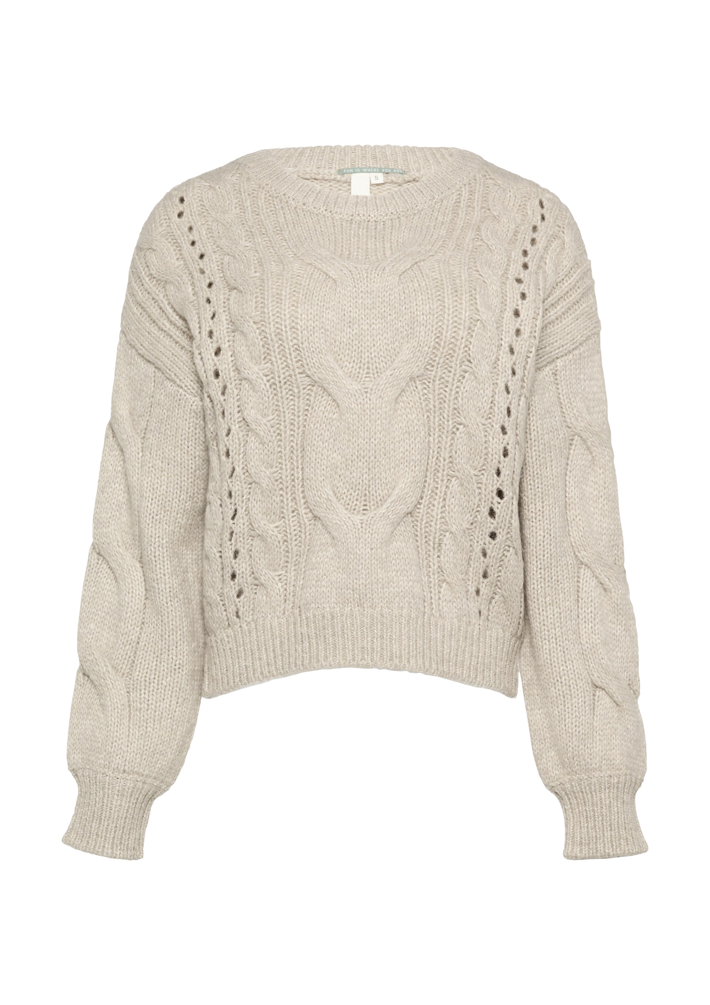 Pull-over QS en beige : devant