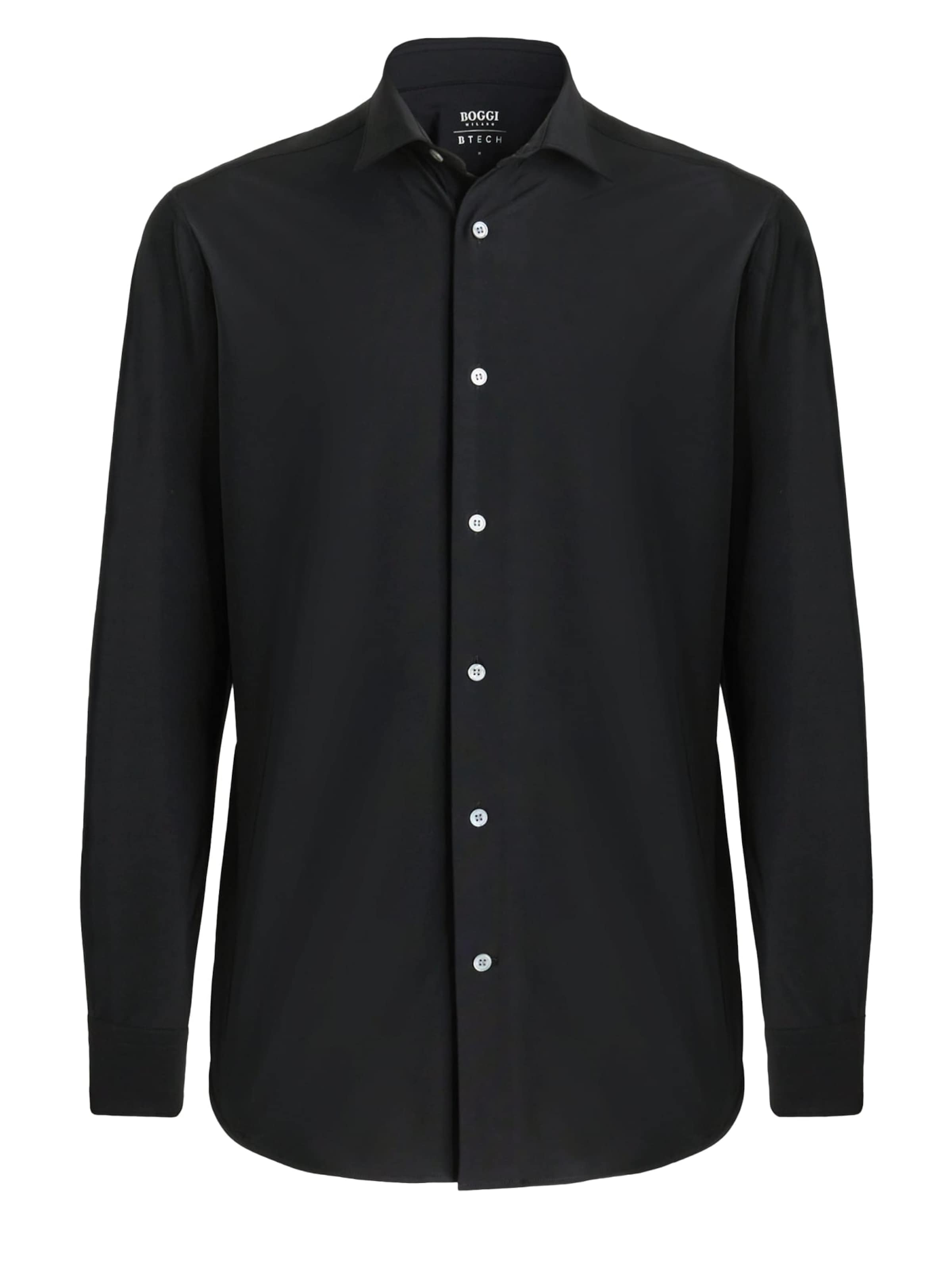Boggi Milano Slim fit Button Up Shirt in Black: front