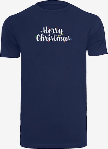 Merchcode Shirt 'Merry Christmas' in Blauw: voorkant