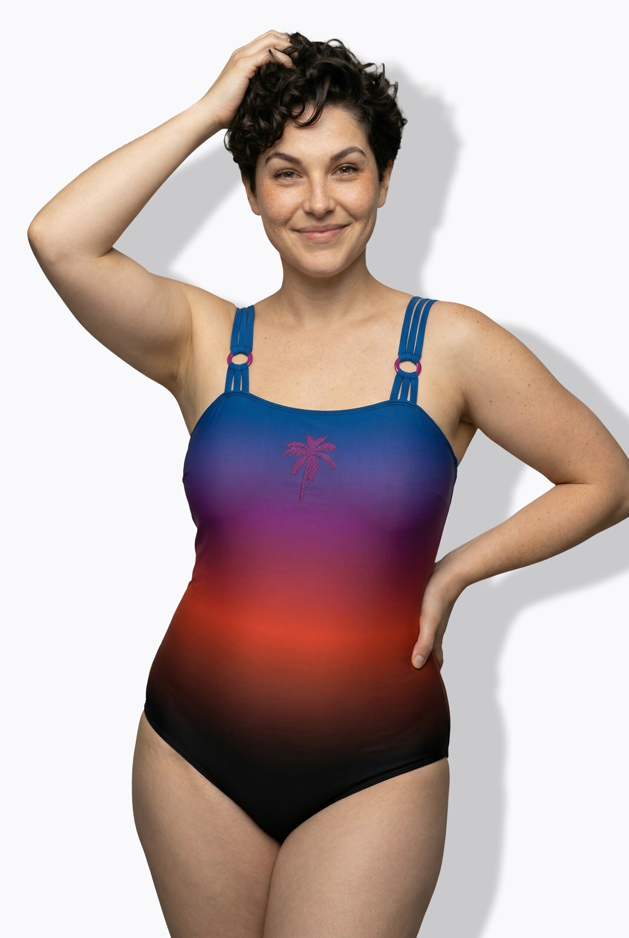 Ulla Popken T-Shirt Badeanzug in Mischfarben: Vorderseite