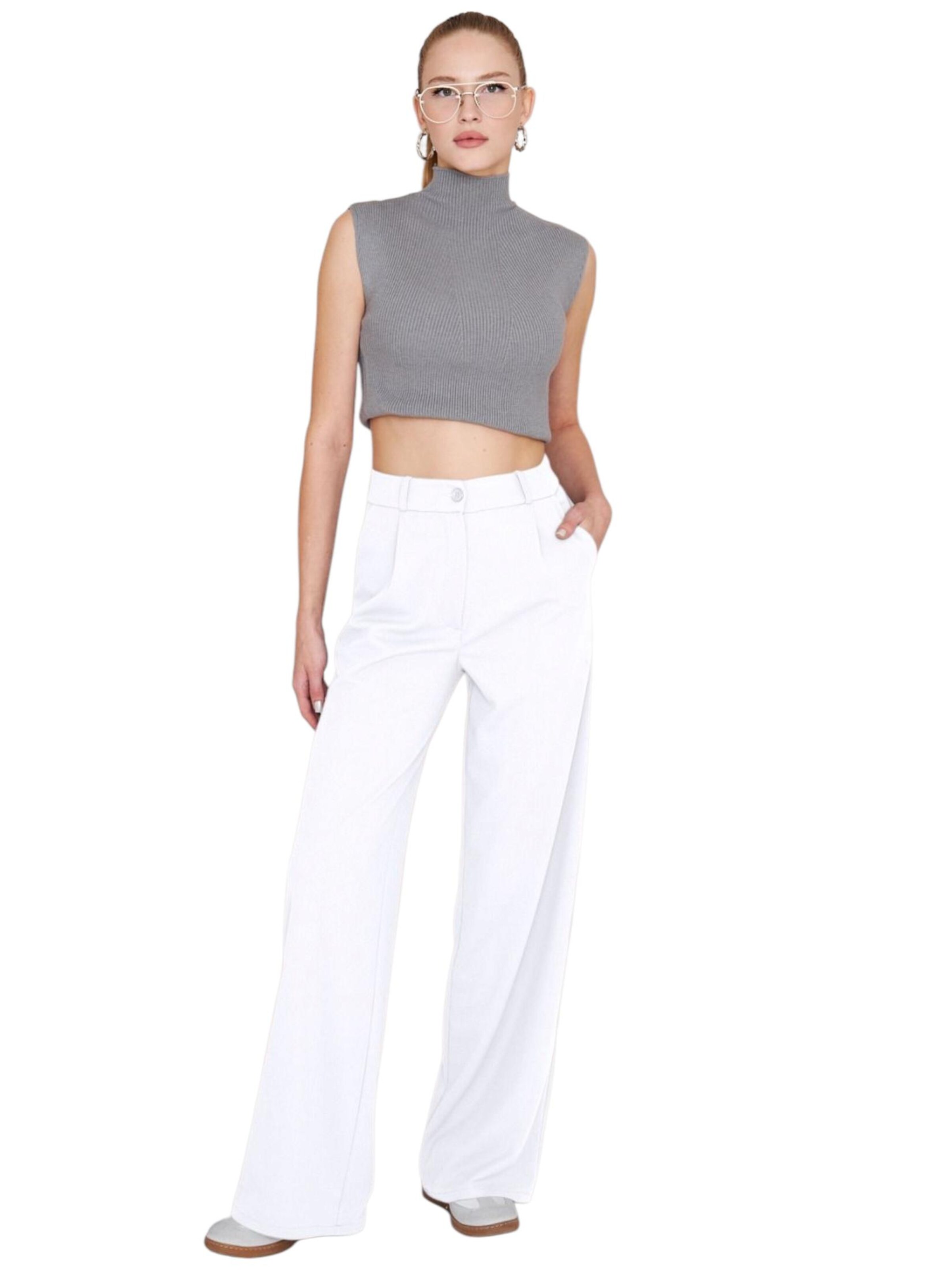 fashionshowcase Wide Leg Bukser med lægfolder 'Seyra' i hvid