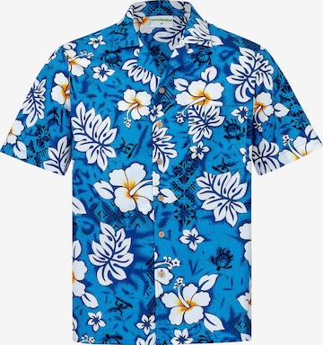 Hawaiihemdshop.deRegular Fit Košulja 'Hawaiihemd "Classic Flowers (blue)"' - plava boja: prednji dio