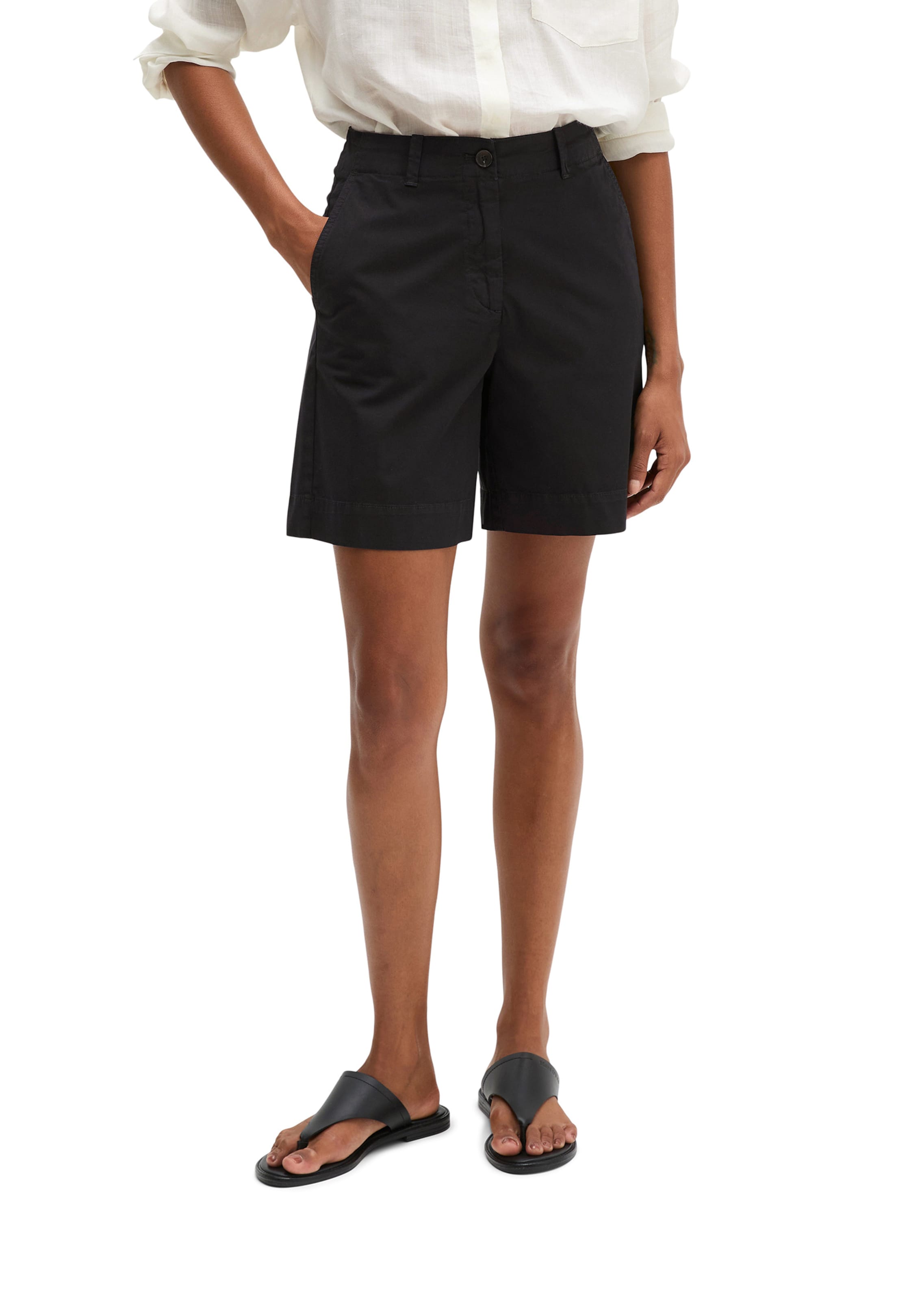 Marc O'Polo Loosefit Shorts in Schwarz: Vorderseite