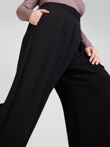 River Island Plus Wide leg Pleat-Front Pants in Black